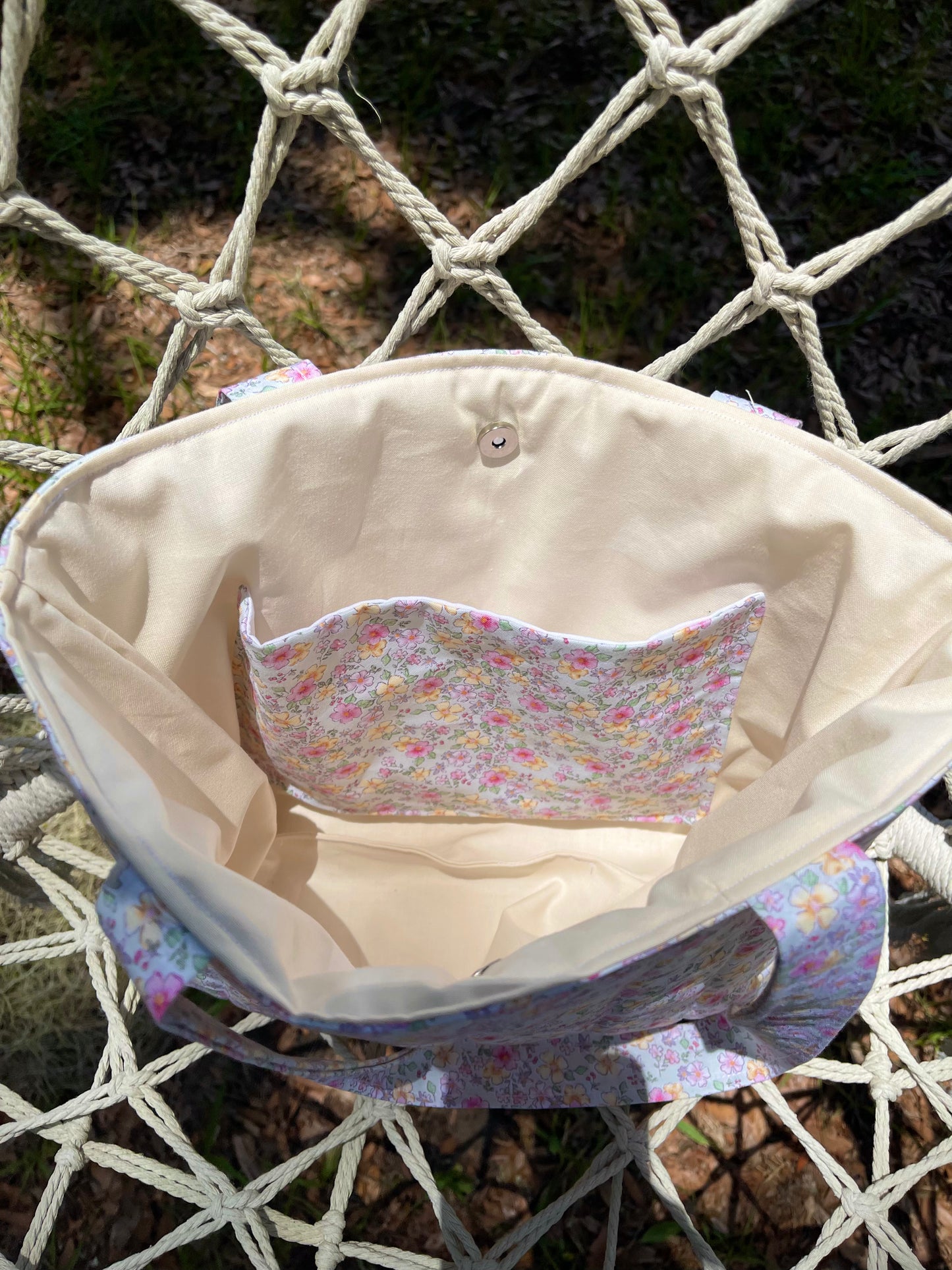 Light Seafoam Floral Mini Tote Bag