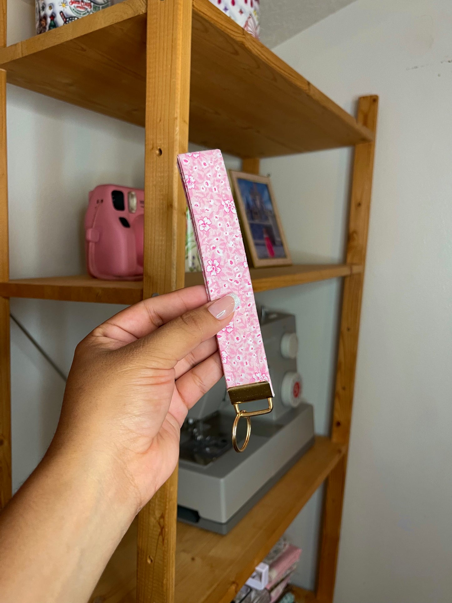Pink Floral Wristlet