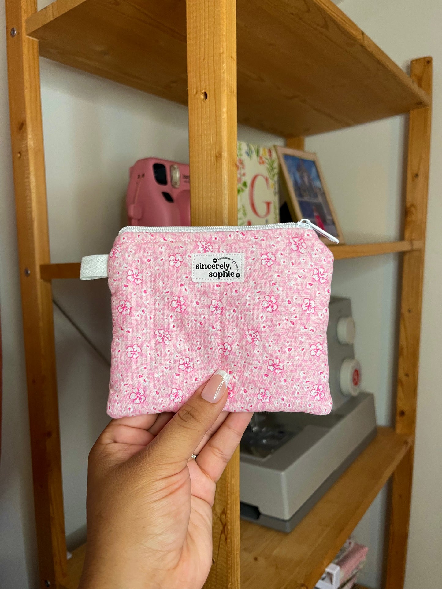 Pink Floral Floral Keychain Wallet