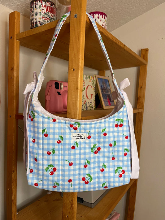Blue Cherry Slouchy Purse